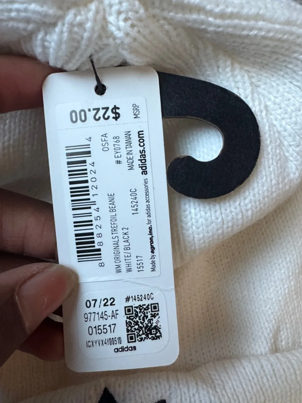 NWT Adidas Original White Black Trefoil Beanie SIZE OS